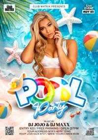 Blue Maximalist Pool Party  A3 template