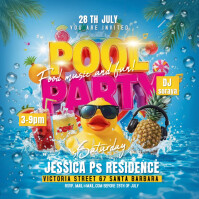 Blue Maximalist Pool Party Colorful Instagram Post template