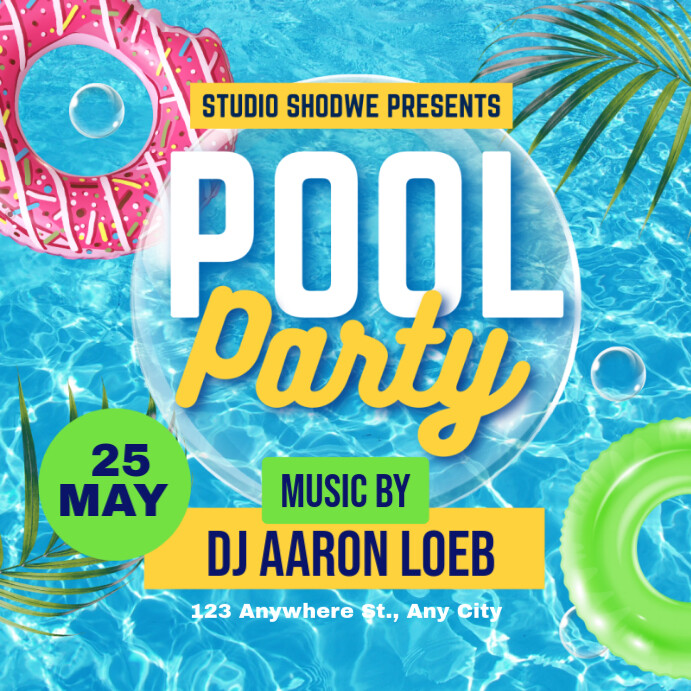 Blue Maximalist Pool Party Template Instagram Post | PosterMyWall