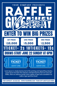 Blue Raffle Giveaway Contest Poster Template