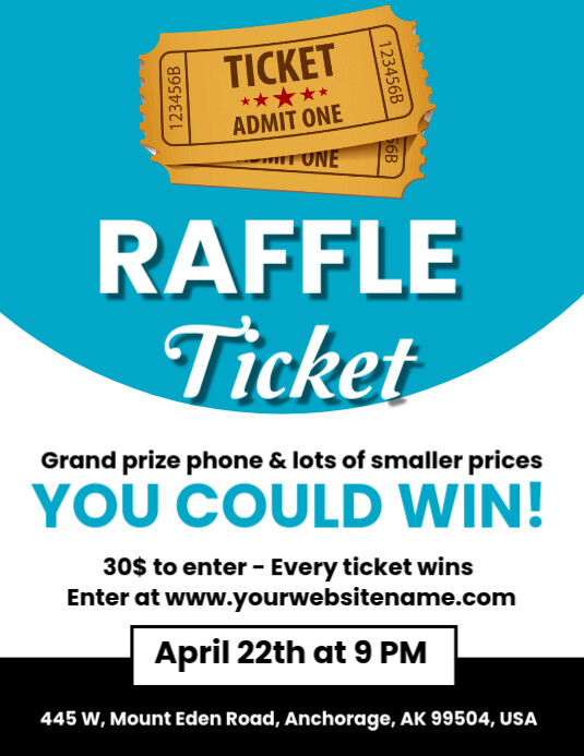 Blue Maximalist Raffle Ticket Flyer (us Letter) Template | PosterMyWall