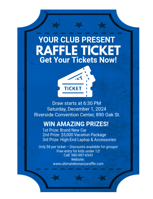 Blue Maximalist Raffle Ticket Flyers Flyer (u Template | PosterMyWall
