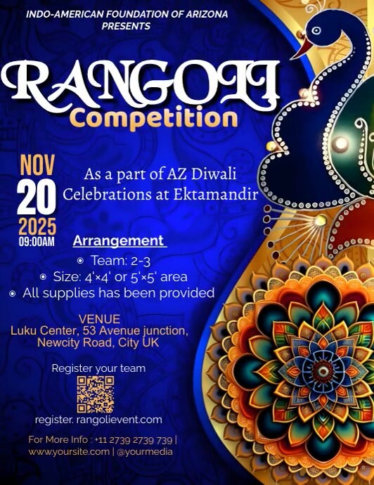 Blue Maximalist Rangoli Competition Flyer (u 传单(美国信函) template