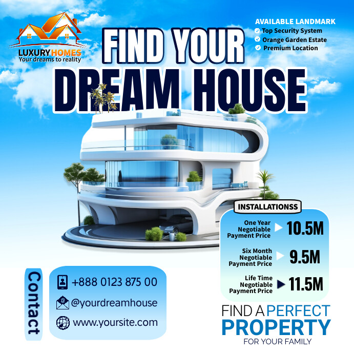 Copy of Blue Maximalist Real Estate Ad House For Sale | PosterMyWall