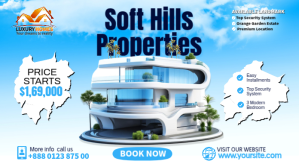 蓝色 Blue Maximalist Real Estate Agency Ads Twitte Twitter Post Template