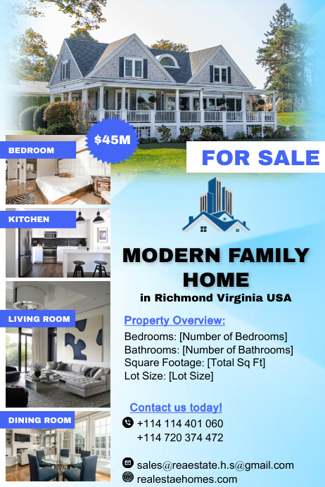 Copy of Blue Maximalist Real Estate House For Sale Po | PosterMyWall
