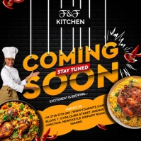 Blue Maximalist Restaurant Grand Opening Poster Instagram Post Wpis na Instagrama template