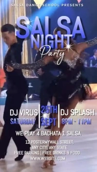 Blue Maximalist Salsa Night Party  Digital Di template