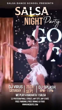 Blue Maximalist Salsa Night Party  Digital Di Ekran reklamowy (9:16) template