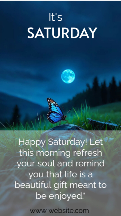 Blue Maximalist Saturday Morning Digital Display (9:16) Template ...