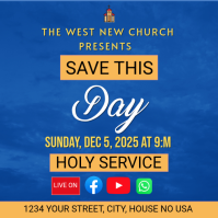 Blue Church Event Announcement Instagram Post Template