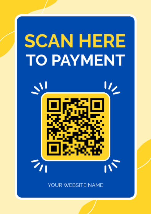 Blue Maximalist Scan Here Qr Code Flyers  A4 template