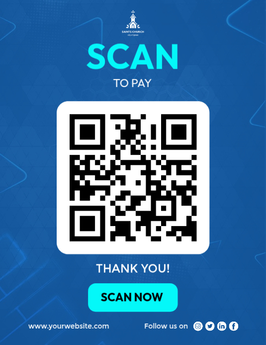 Blue Maximalist Scan Qr Code Flyer Template Flyer (us Letter) Pamflet (Letter AS)
