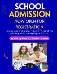 Blue Maximalist School Admission Flyer (us Letter) template