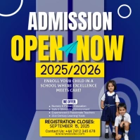 Blue Maximalist School Admission Now Open Square (1:1) template