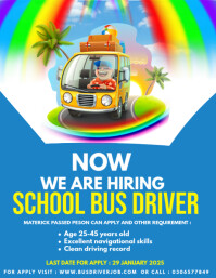 Blau School Bus Driver Hiring Flyer Template