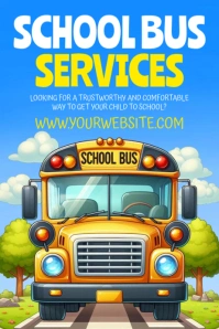 Blue Maximalist School Bus Service Poster template