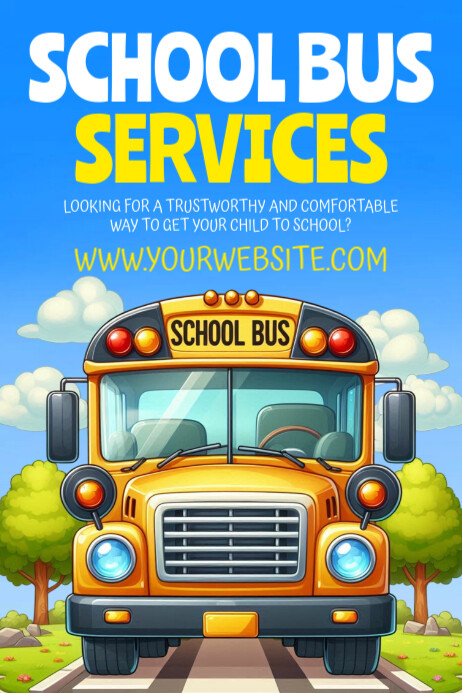Blue Maximalist School Bus Service Poster Template | PosterMyWall