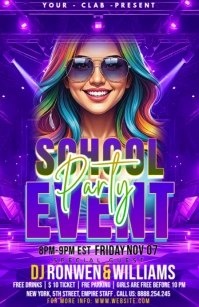 Blue Maximalist School Event Party Half Page Wide template
