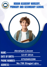 Blue Student ID Card A6 Template