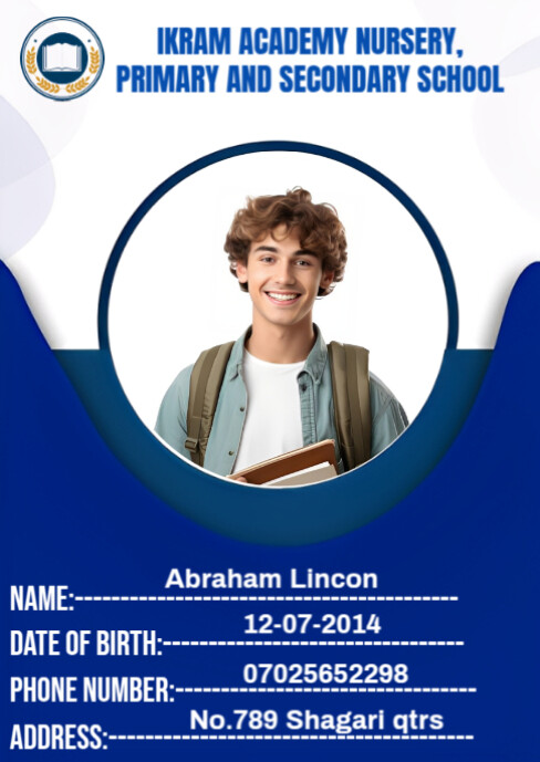 Copy of Blue Maximalist School Identity Card A6 | PosterMyWall