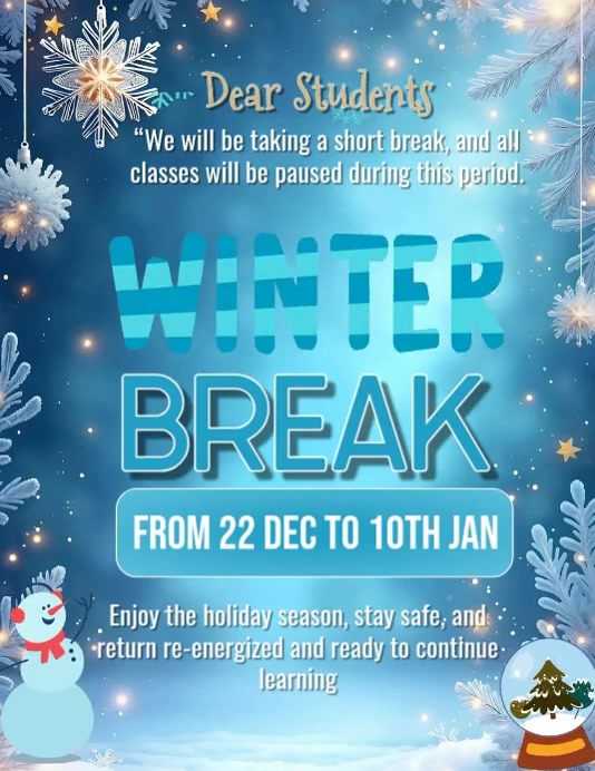 Winter Break Announcement Template | PosterMyWall