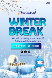 Blue Maximalist School Winter Break Notice Poster template