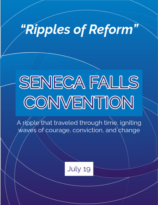Blue Maximalist Seneca Falls Convention Flyer (us Letter) Pamflet (VSA Brief) template
