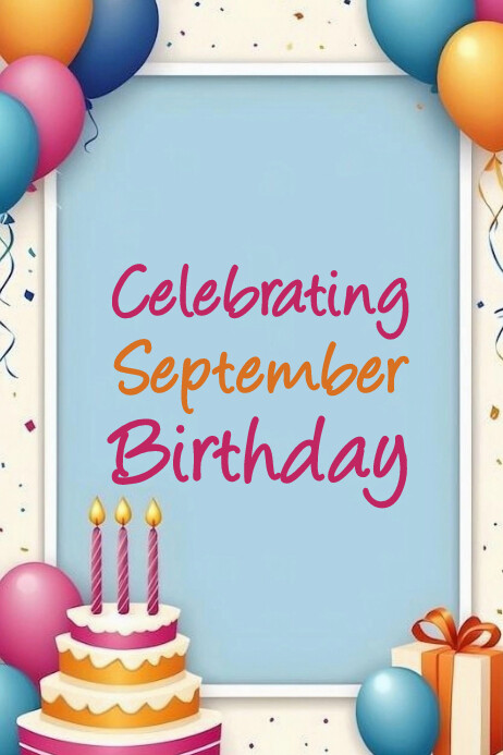 Blue Maximalist September Birthdays Banner 4 Template | PosterMyWall
