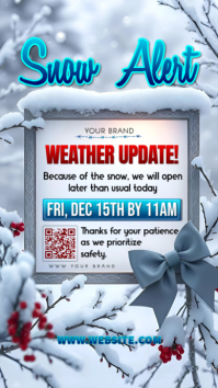 Blue Maximalist Snow Alert Weather Update | Delayed Opening Business Announcement  Instagram Story template