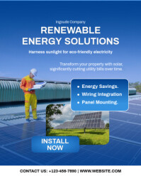 Blue Maximalist Solar Panel Installation Instagram Portrait template