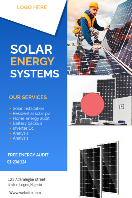 Blue Maximalist Solar Poster Cartaz template