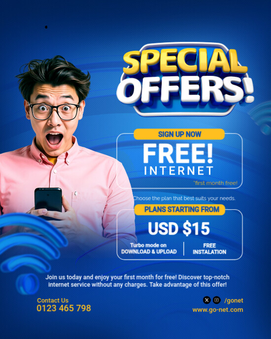 Blue Maximalist Special Offers! Internet Service Provider  Instagram Portrait template