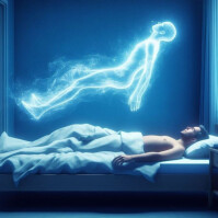 Blue Maximalist Spirit Leaving Body  Instagram Post template