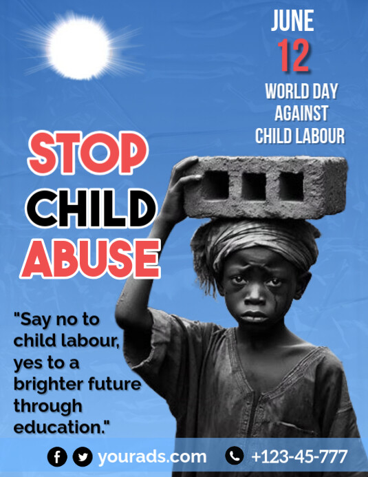 Blue Maximalist Stop Child Abuse And Labour F Template | PosterMyWall