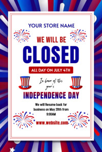 Blue Maximalist Store Closed For 4th Of July  Poster 海报 template