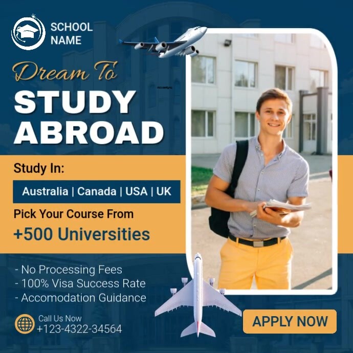 Blue Maximalist Study Abroad Instagram Post template
