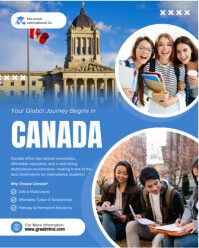 Blue Maximalist Study In Canada - International Student Visa & University Admission Flyer Instagram template