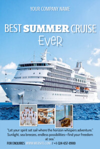Blue Maximalist Summer Boat / Ship Cruise Poster template