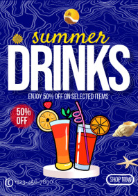 Blue Maximalist Summer Drinks A2 template