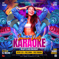 Blue Maximalist Summer Karaoke Party Poster Flyer Instagram Post Instagram-opslag template