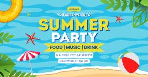 Biru Summer Party Facebook-gebeurtenisomslag Template