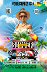 Blue Maximalist Summer Party Half Page Wide template