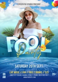 Blue Maximalist Summer Pool Party A5 template