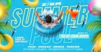 Blue Maximalist Summer Pool Party  Facebook Shared Image template