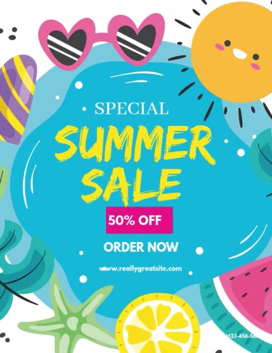Blue Maximalist Summer Sale Ad 2025 Flyer (us Letter) Pamflet (VSA Brief) template