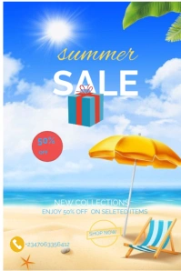 Blue Maximalist Summer Sale  Pinterest Graphic template
