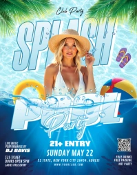 Blue Maximalist Summer Splash Pool Party Creative  Poster/wallboard Póster/Tablero template