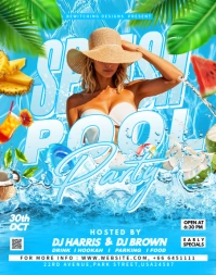 Blue Maximalist Summer Splash Pool Party Creative  Poster/wallboard template