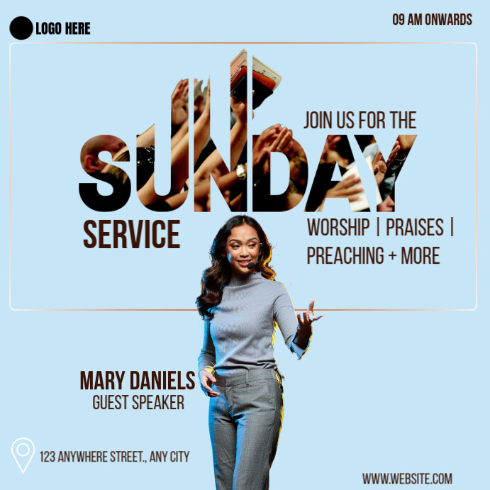 Copy of Blue Maximalist Sunday Service Instagram Post | PosterMyWall